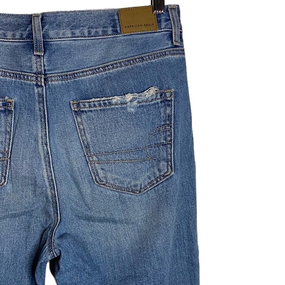 American Eagle Mom Jean High Rise Tapered Leg Distressed Jean Rigid Denim 4 - Picture 11 of 15